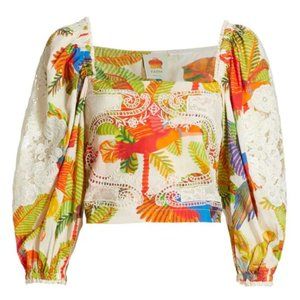 Farm Rio Forest Birds Embroidered Blouse